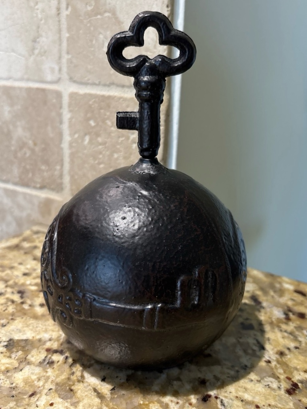 Decorative Cast Iron Key Sphere Door Weight - Black